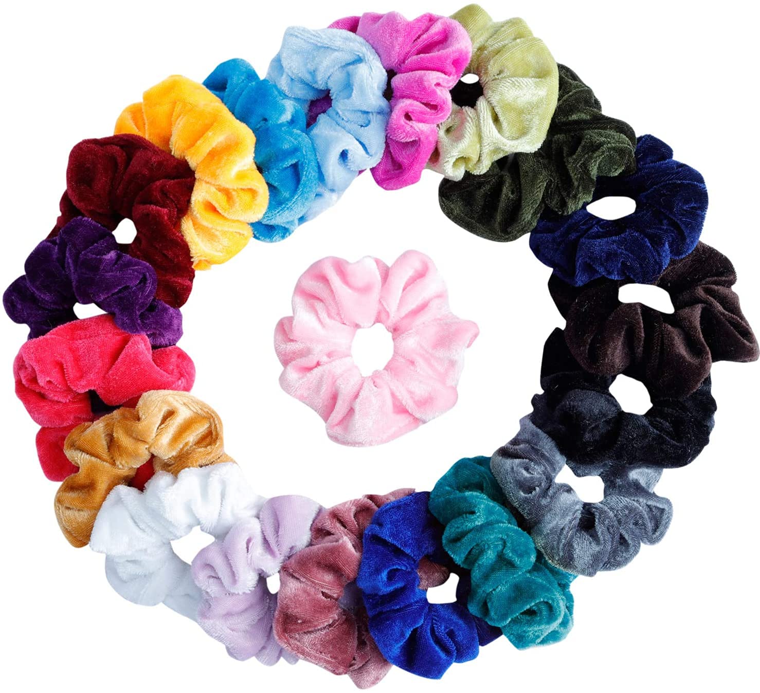 ORiTi 20 Pcs Hair Scrunchies Velvet Elastic Hair Bands Scrunchy Hair Ties Ropes Scrunchie for Women or Girls Hair Accessories - 20 Assorted Colors Scrunchies