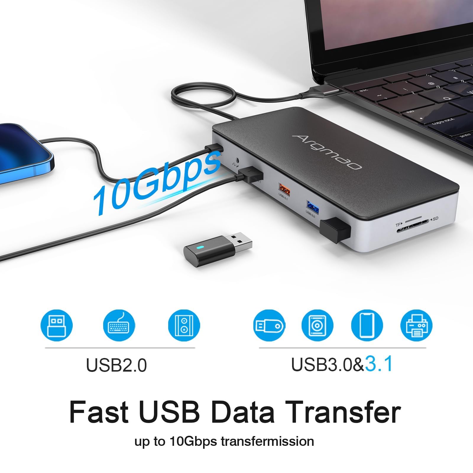 Amazon.com: 14 in 2 USB C Laptop Docking Station for MacBook Pro