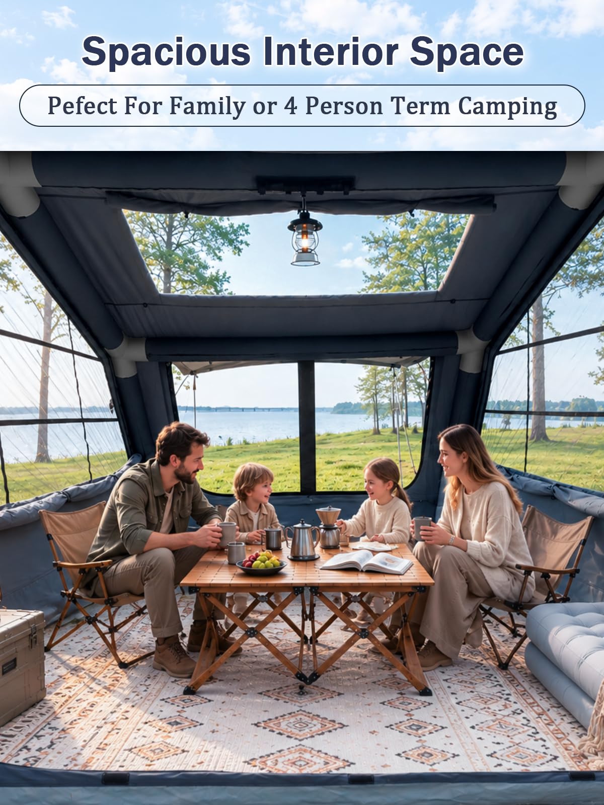 TOMOUNT Tente gonflable pour 6 personnes Tente de camping Tente d'été pour le jardin, tente cloche avec sac de rangement et pompe à air pour camping en plein air, randonnée