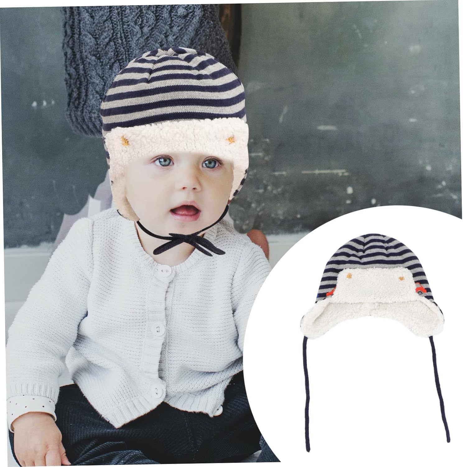 VALICLUD Boy Girl Ear Hat for Outdoor Activities Warm Ski Cap for Boys and Girls Adorable Striped Design for Years Old Multi