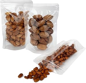 Blisstime 50 Pack Stand Up Pouch Bags, Resealable Clear Zip Lock Pouches With Tear Notch for Food Packing (3.9 X 5.9IN)