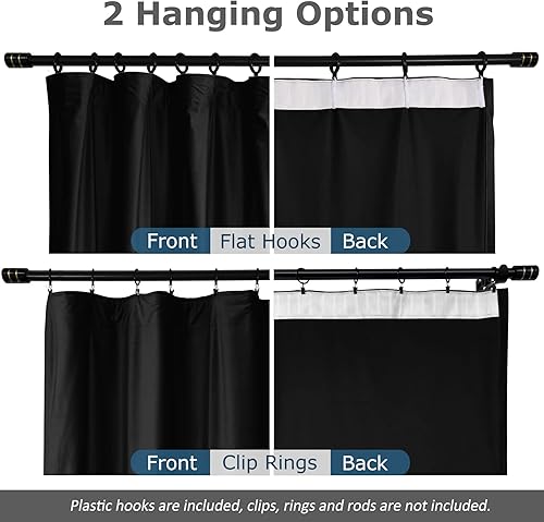 Miniatura 3 de Frelement Cortinas opacas de terciopelo con ganchos planos para sala de cine, sala de cine, escenario, villa, 100 pulgadas de ancho x 96 pulgadas de