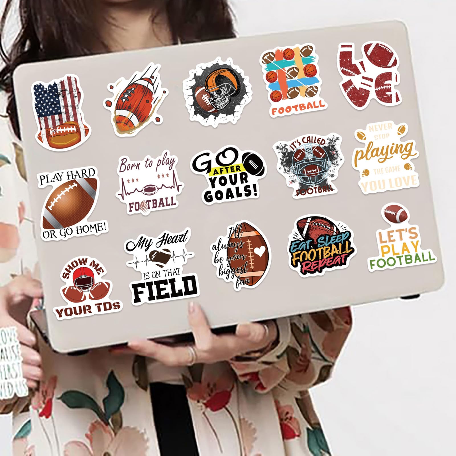 100PCS American Football Stickers - Waterproof Vinyl Decals For Water Bottles, Laptops, Helmets, Luggage & More