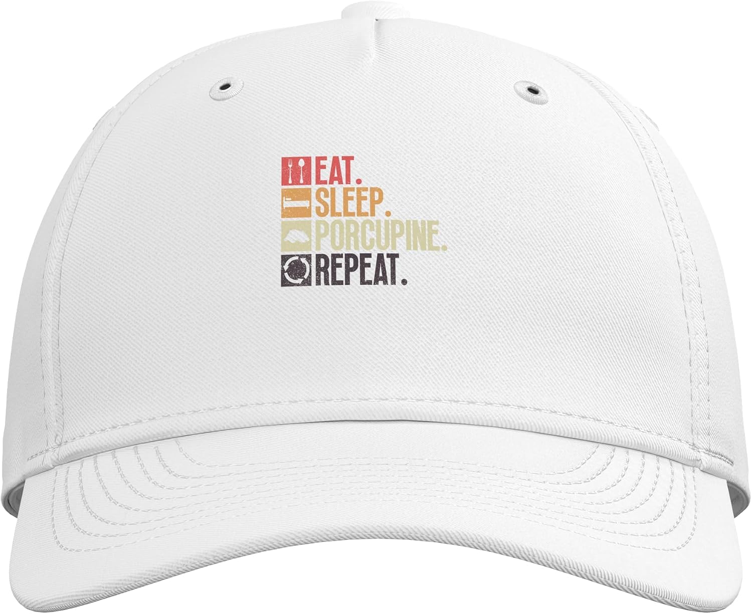 Eat. Sleep. Porcupine. Repeat. - Porcupine Adjustable Baseball Hat image 2