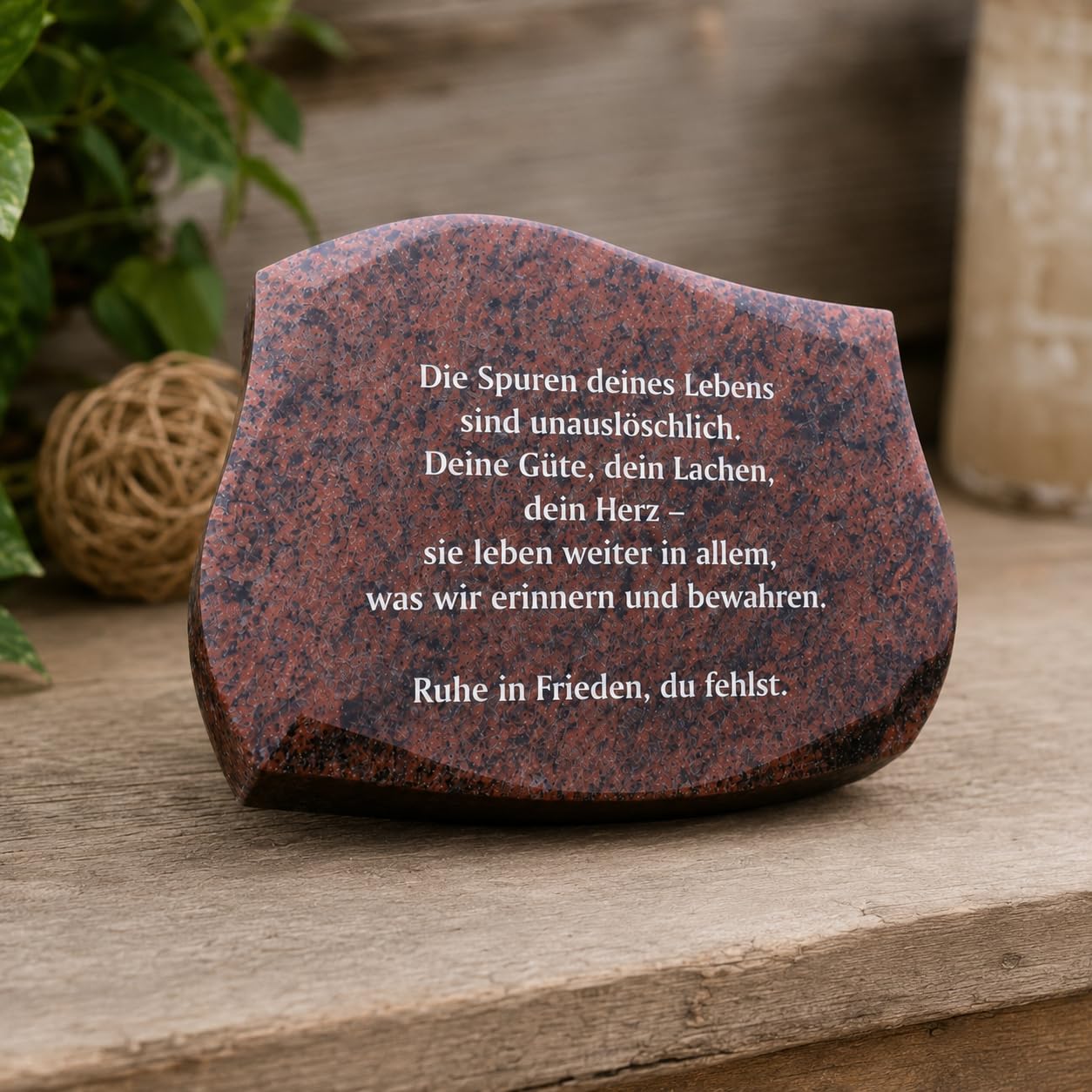 Piedra conmemorativa de granito (sin registro de origen – No para uso en cementerios), rectangular con esquinas redondeadas, pulido con conmemoración, 30 x 22 x 6 cm, resistente a la intemperie, color