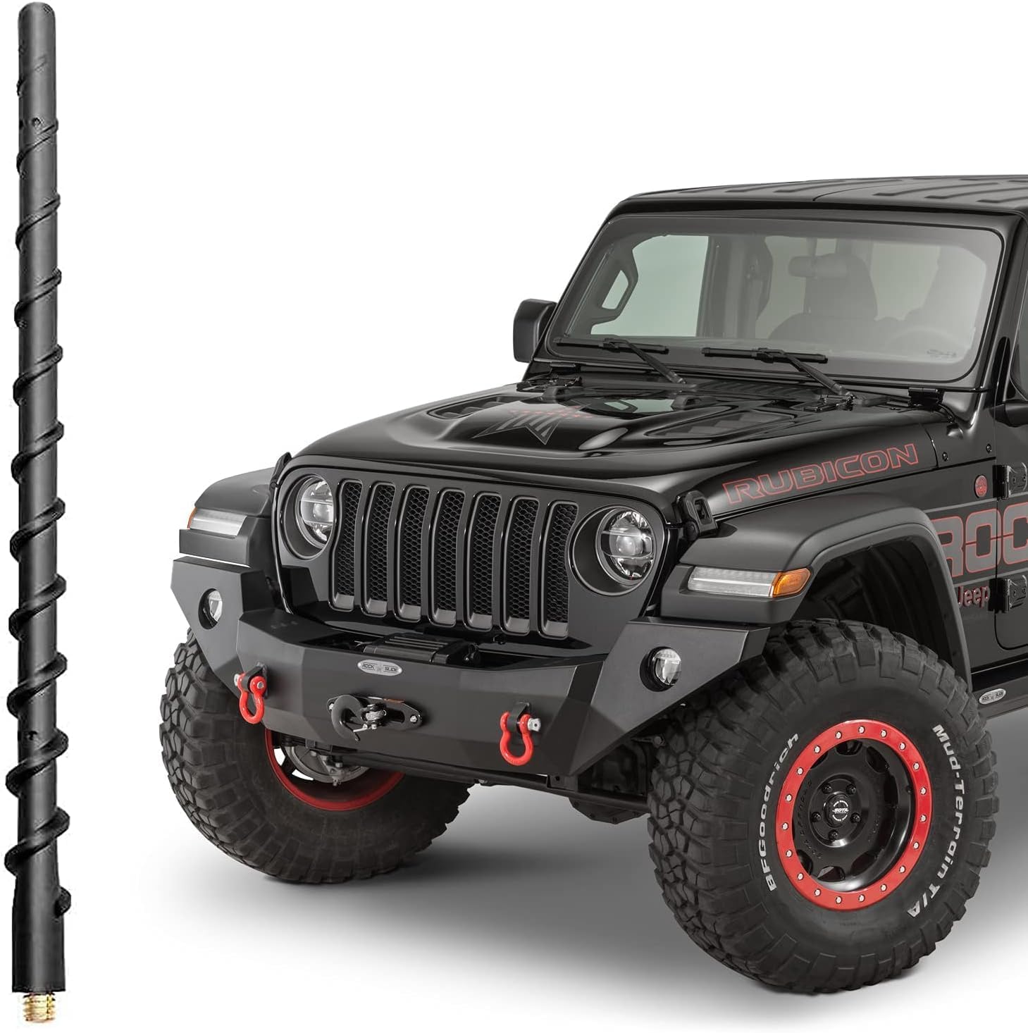 VOFONO 13 Inch Spiral Antenna for Jeep Wrangler Gladiator 2007-2024 JK JL JT Unlimited Rubicon Sahara Sport Willys 4xe Mojave High Altitude, Short Antenna Upgrade Jeep Wrangler Gladiator Accessories