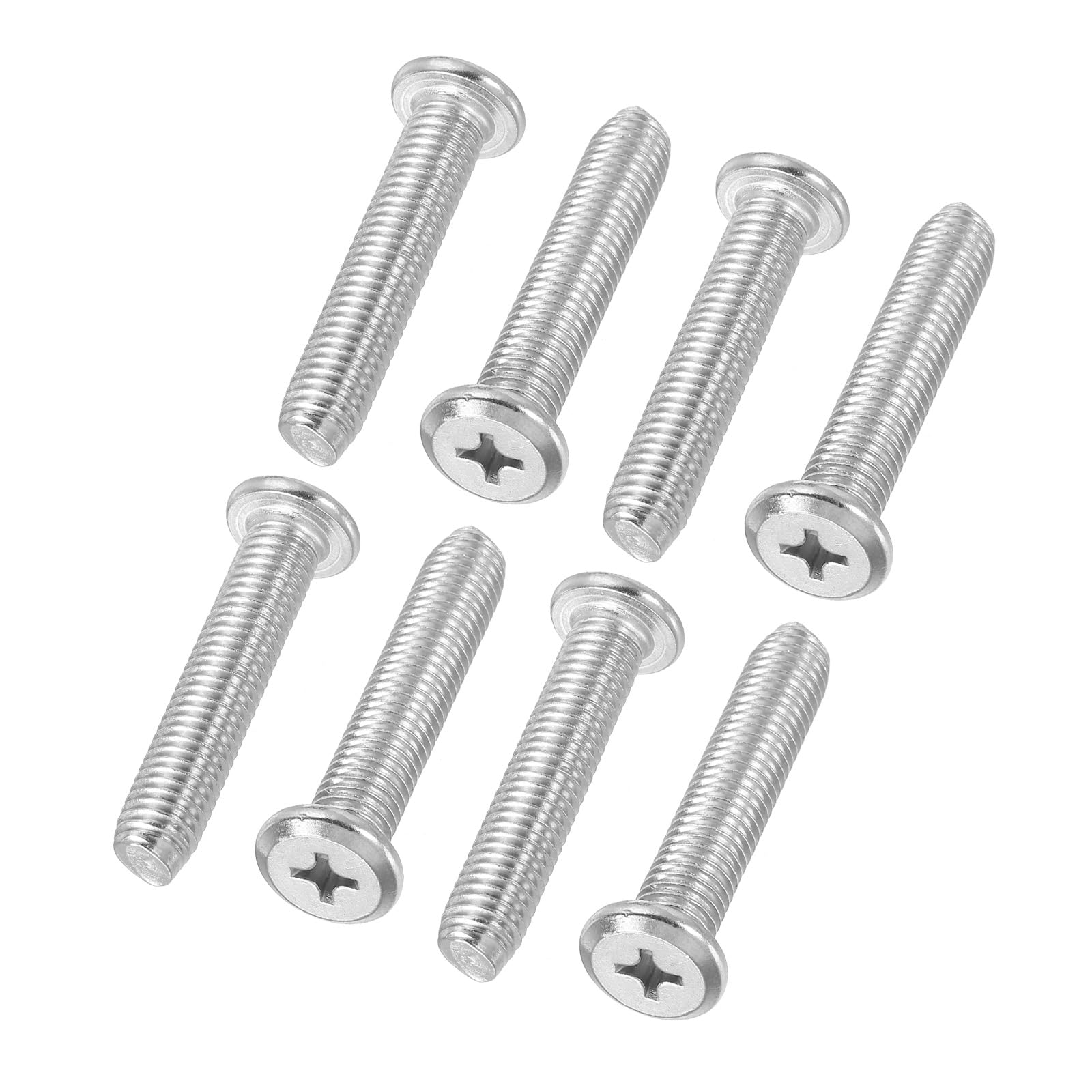 PATIKIL Flat Round Head Phillips Screws, 8 Pack M8-1.25 x 65mm Binding Screws 304 Stainless Steel 18-8 Full Thread