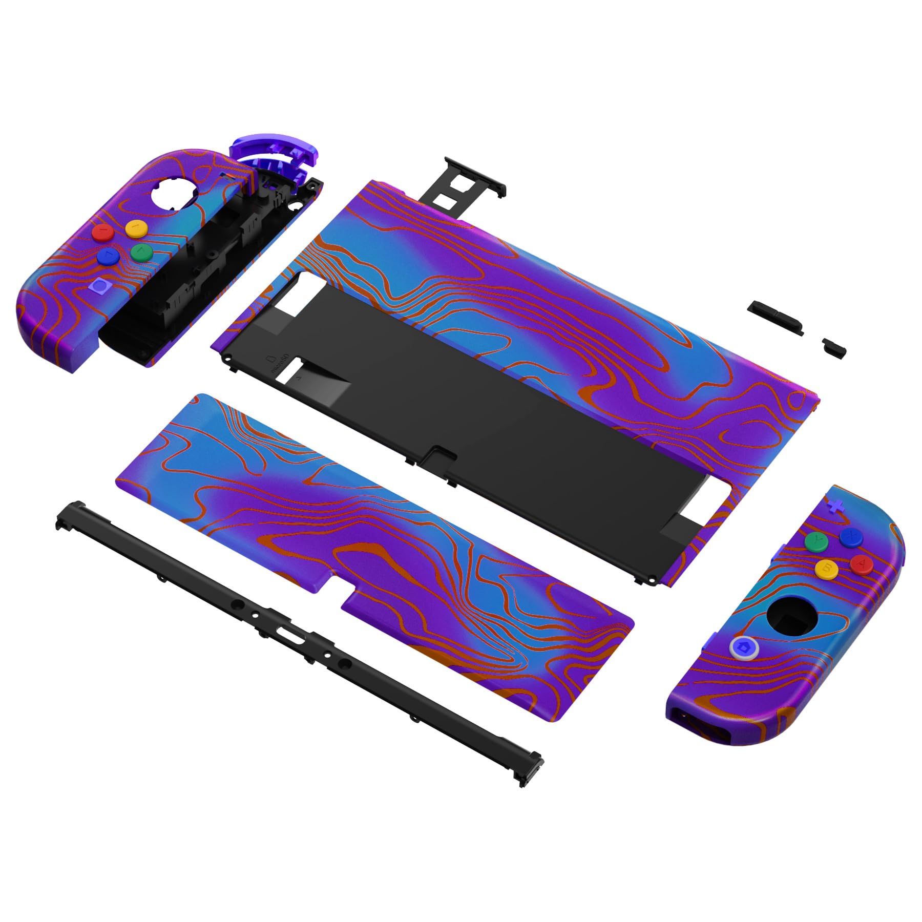eXtremeRate Cover Tasti Pulsanti Ricambio per Nintendo Switch OLED Console Joycon,Custodia Posteriore Controller Scocca Supporto Shell KickStand per Nintendo Switch OLED-Damascuscamo