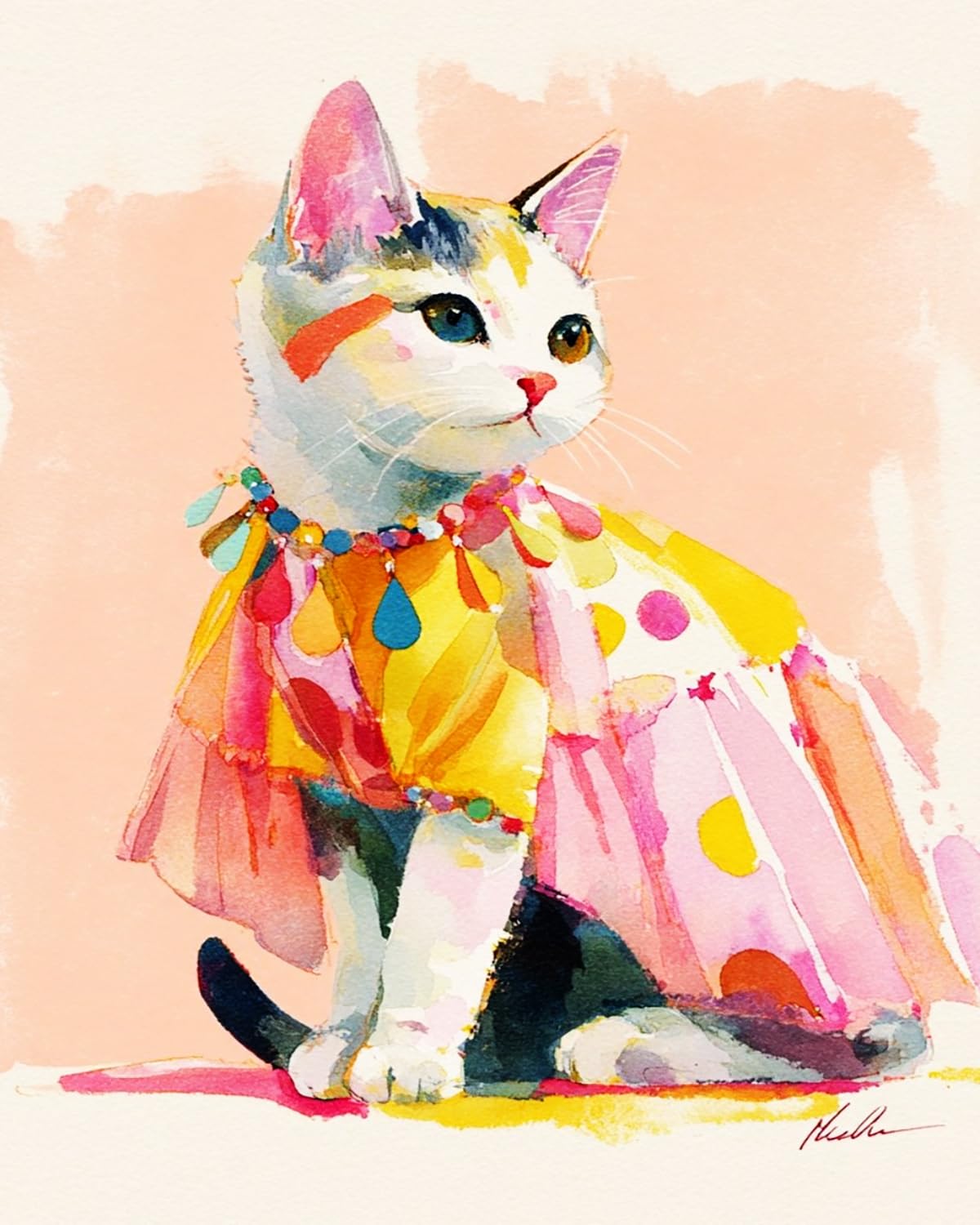 Liubaishi Multicolour Paint By Numbers For Adults, Colourful Cat, 40X50 Cm Acrylic Canvas Painting Kit