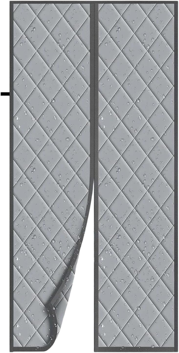 Insulated Door Curtains - Windproof Screen82x35 inches with Magnetic Closure and Easy Install, Thermal Cover Category for Winter Use for Room Bedroom Home Patio Closet Garage Nursery Heat Retention
