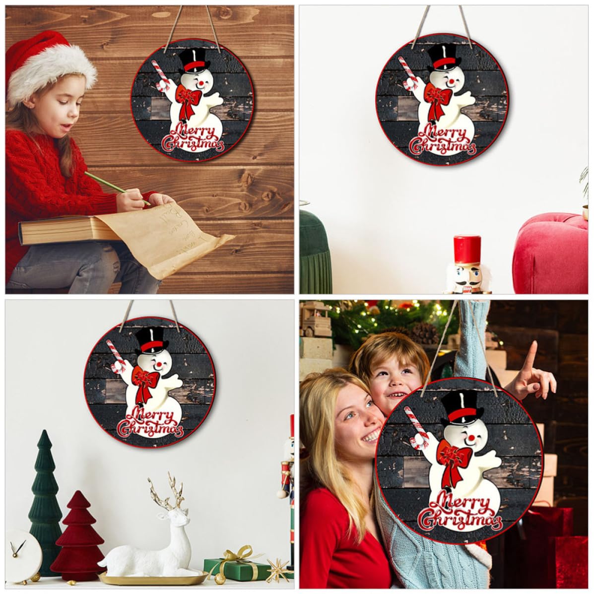 5 Stück Weihnachts Schneemann Türschild, Hängende Ornamente für