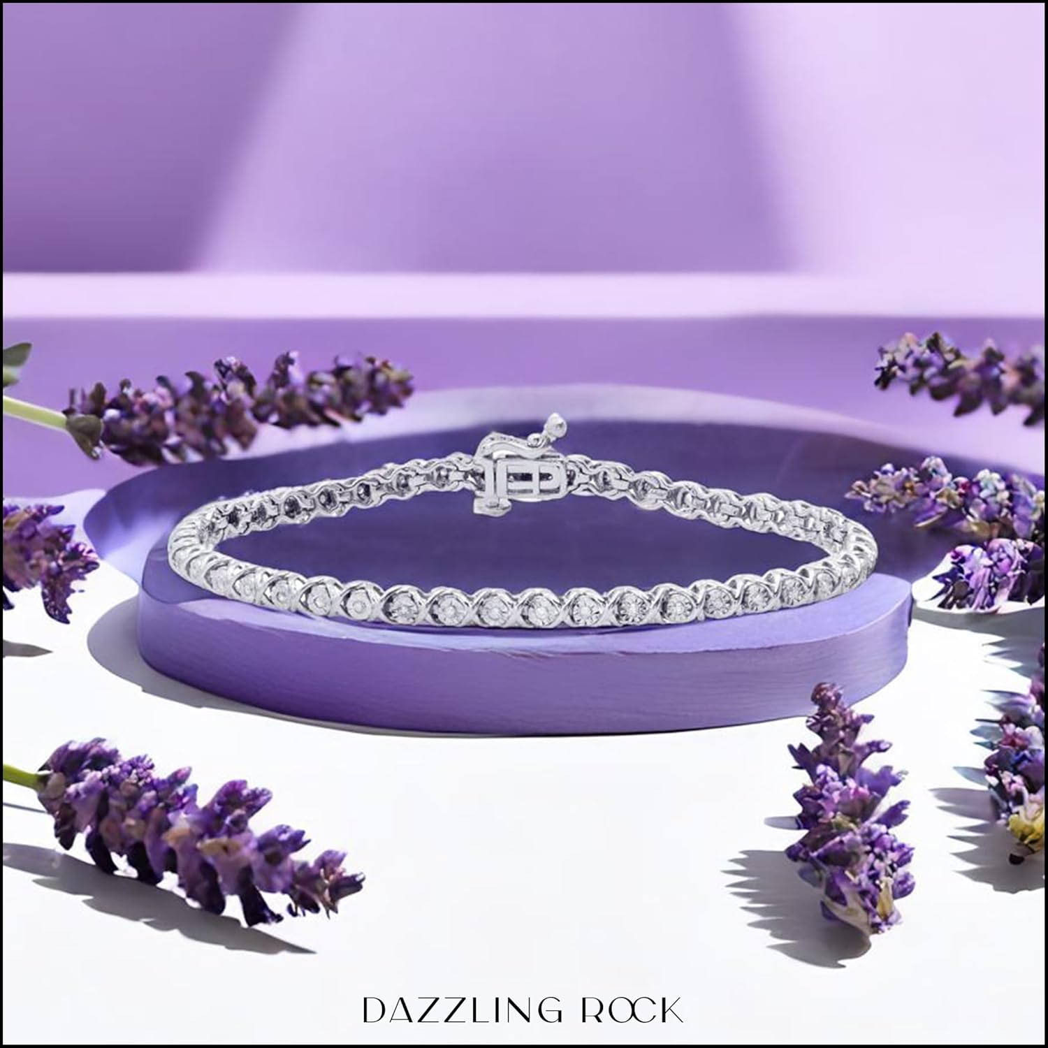 Dazzlingrock Collection 0.25 Carat Round White Diamond Ladies XO Tennis Bracelet, Sterling Silver - Image 2