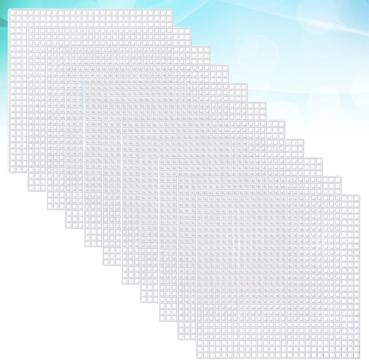 VINTORKY 30 Pcs Square Plastic Canvas Sheets for Embroidery Mesh Crafting Lightweight Sewing Pad DIY Coaster Acrylic Yarn Knit and Crochet Projects