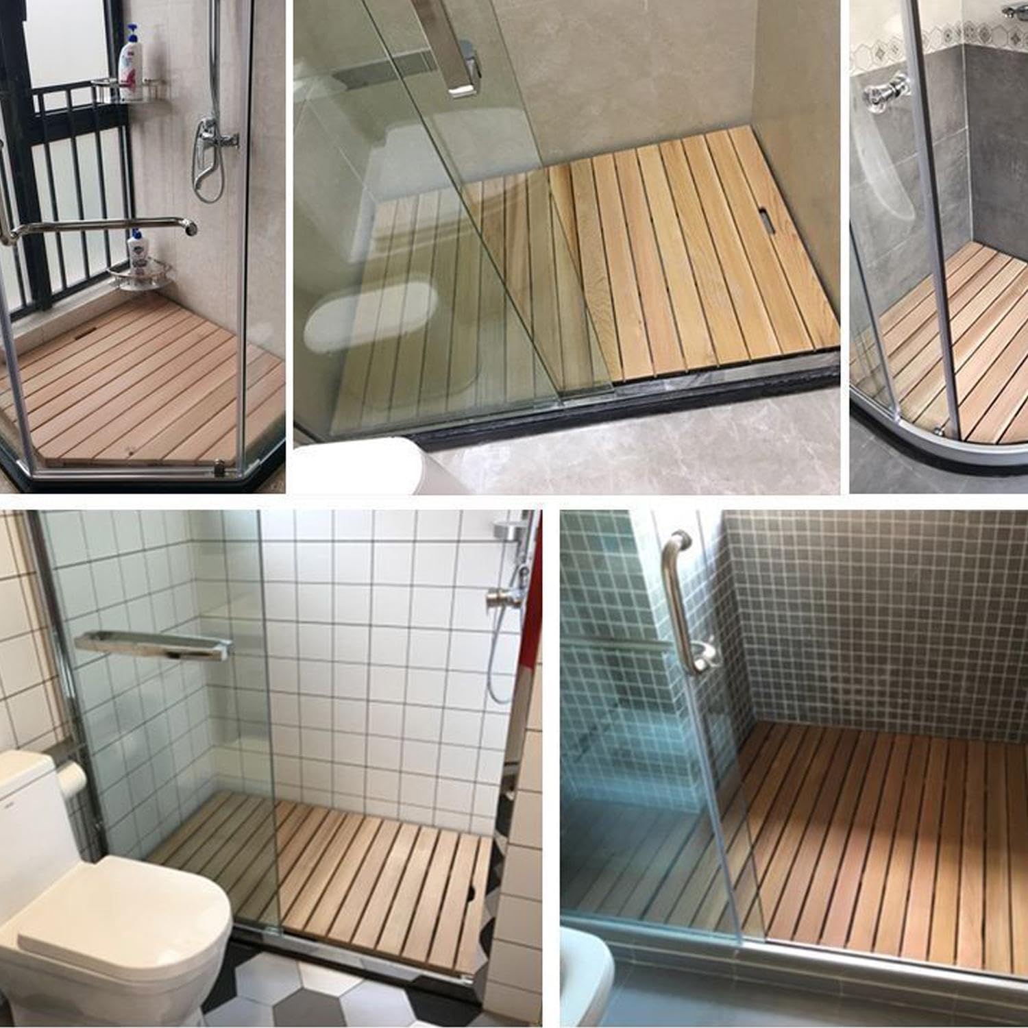 Alfombrilla de ducha de bambú antideslizante impermeable – Alfombrilla de baño de madera natural para baño, cocina, dormitorio, bañera, inodoro, felpudo para mascotas, 50 x 80 cm