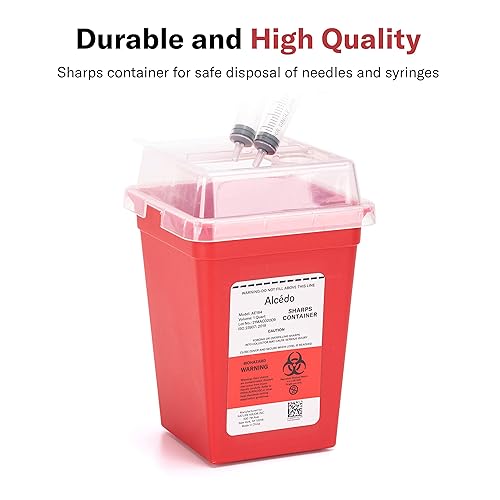 Miniatura 2 de Alcedo Contenedor para objetos afilados para uso doméstico y profesional de 1 cuarto de galón Plus (paquete de 3), eliminación de agujas y jeringas