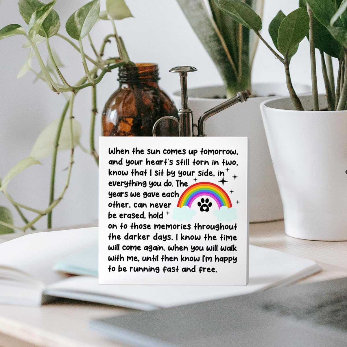 Sympathy Gift for Loss of Pet, Memorial Bereavement Gifts for Loss of Dog Cat Pet Owner Condolence in Loving Memory Gifts, Remembrance Desk Decor image 5