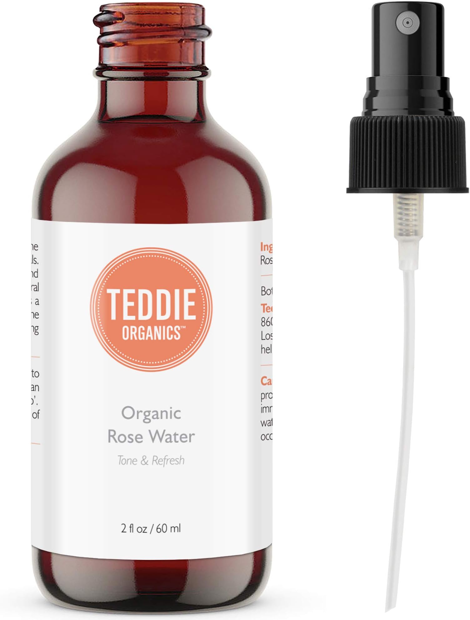 Organic Unrefined Rose Flower Water Facial Toner for Face and Body (2oz Travel Size or 4oz)