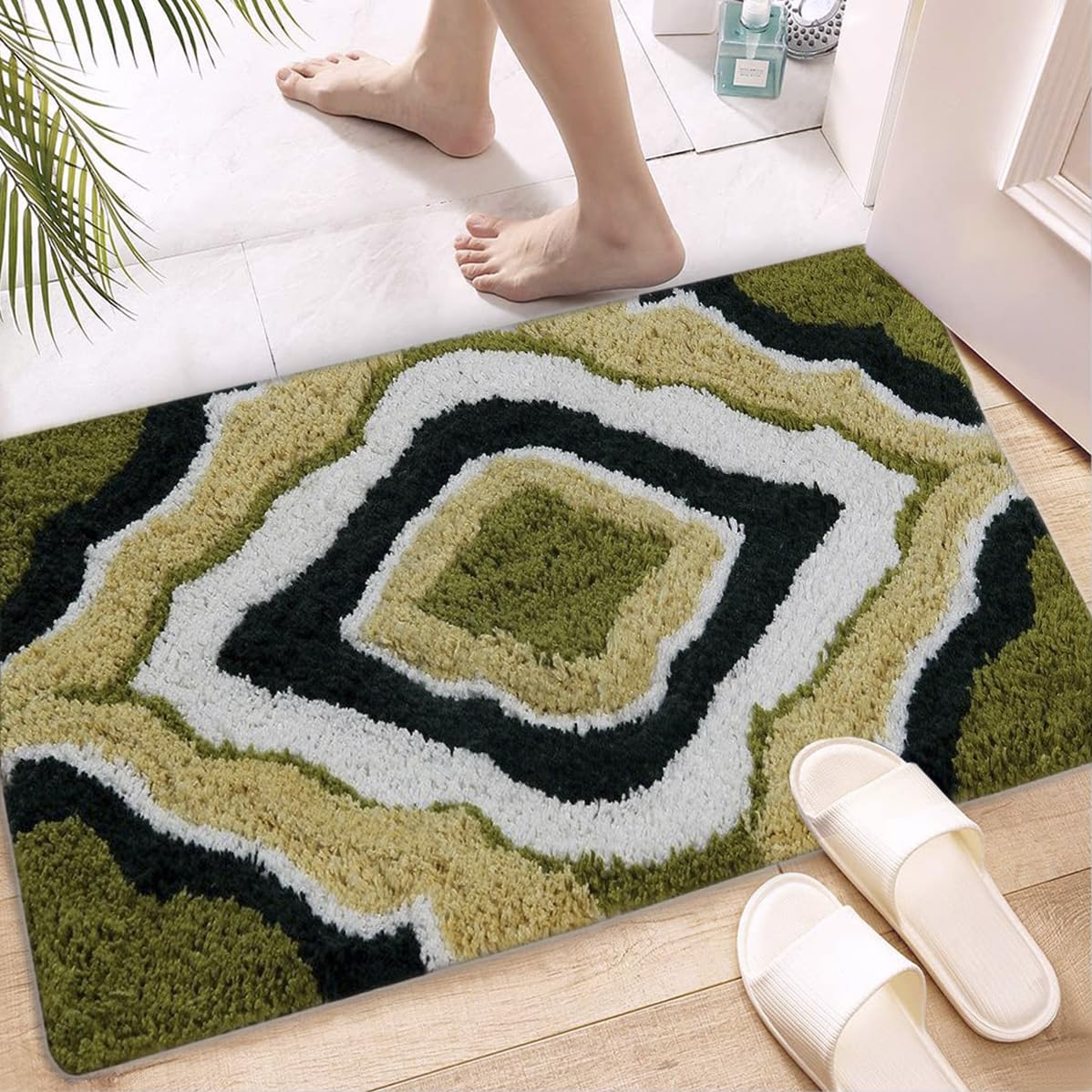 AAZEEM Cotton Door Mat (Green, 16 inch x 24 inch), SH_2025-image-0
