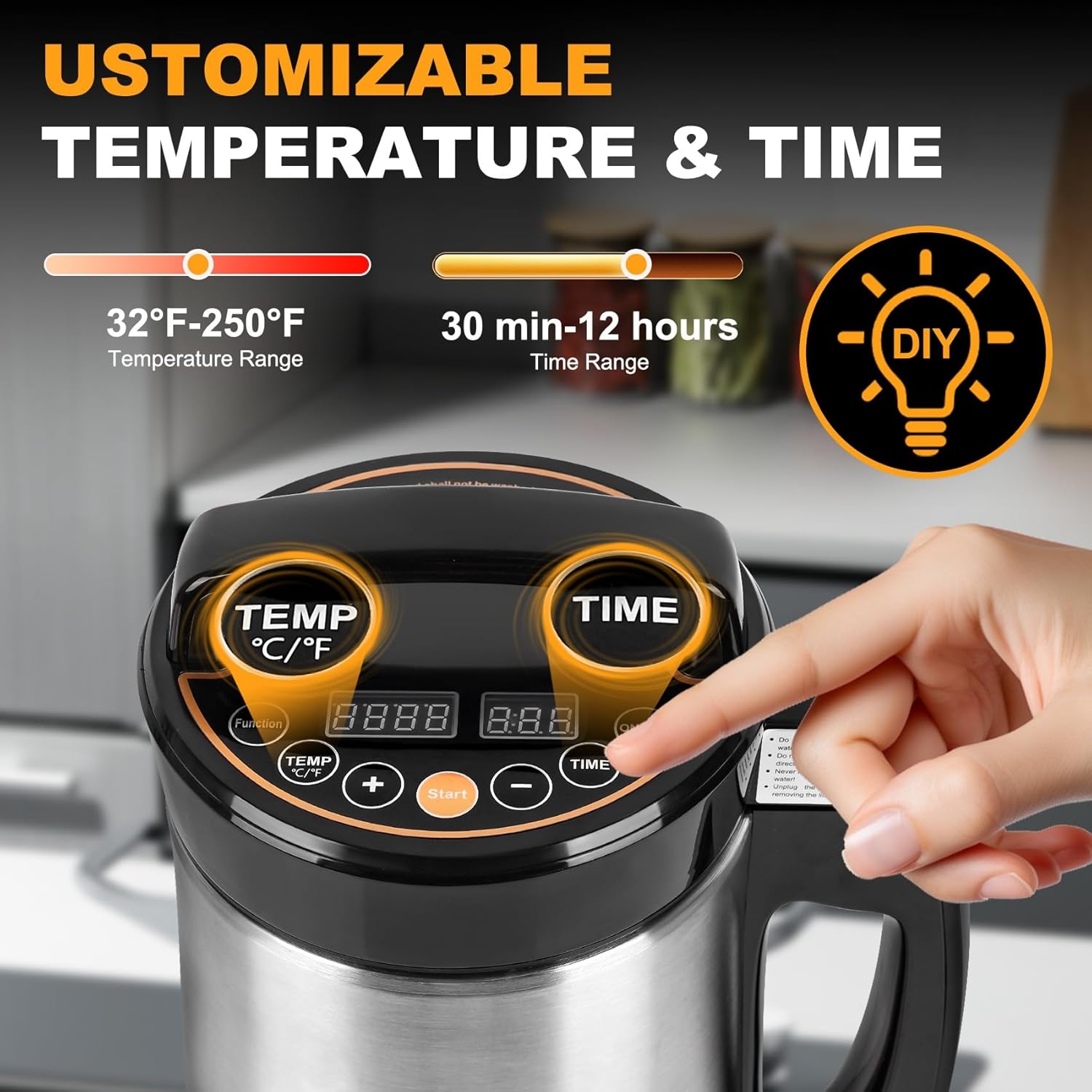 2 IN 1 Weed Decarboxylator and Infuser, Herbal Infuser, Adjustable Temperature（32-250°F）304 Stainless Steel, Tincture Machine, Butter Machine Include Recipes Lifetime Replacement (Sliver)