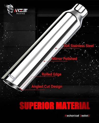 Miniatura 4 de MZS Punta de escape, acero inoxidable 2.5 "Entrada 4" Salida 17" Longitud Diesel Escape Tubo de escape universal Corte de ángulo inclinado