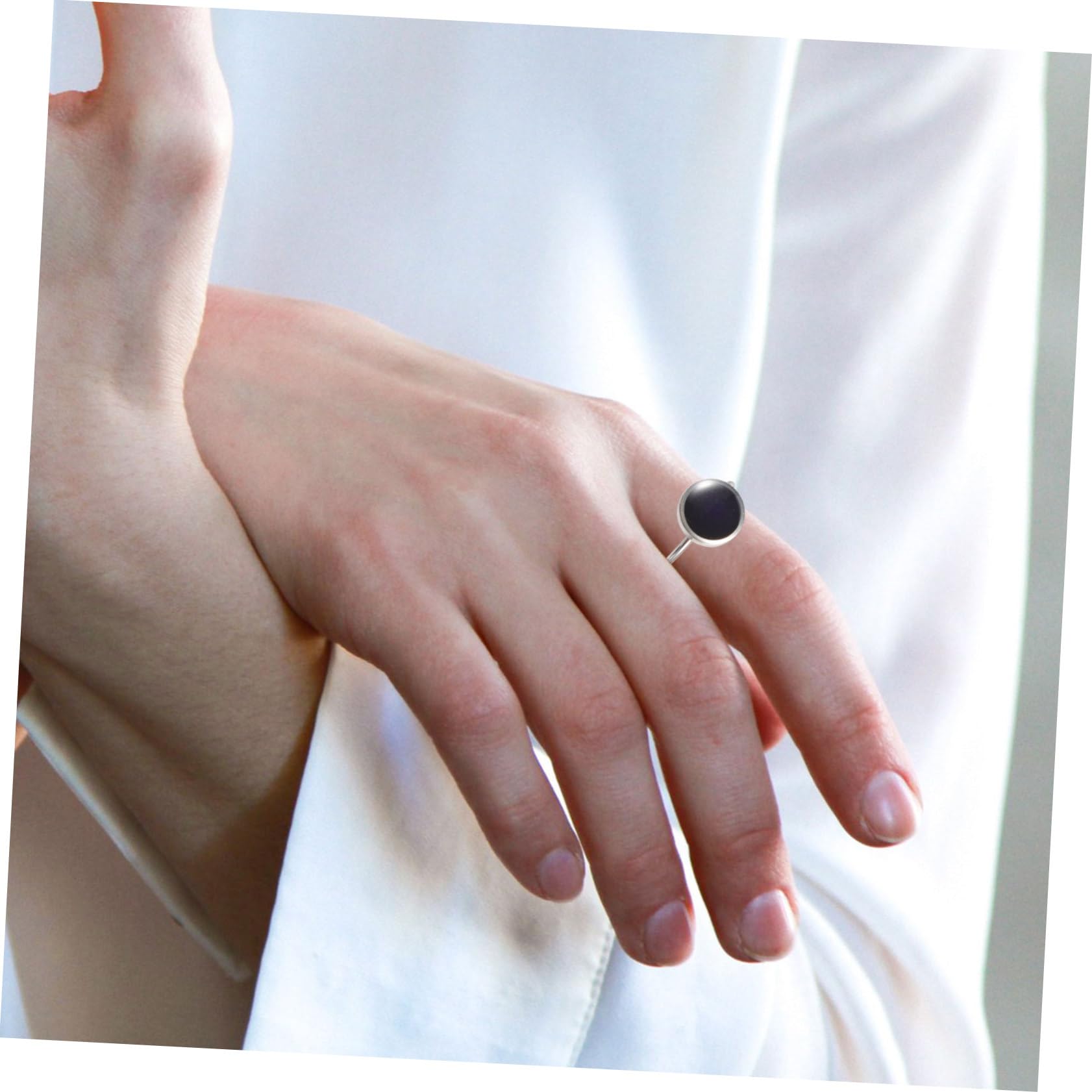 GLSTOY 5pcs Women's Changing Mood Ring Stainless Steel Temperature Change Ring for DIY Jewelry Making Open Mood Band