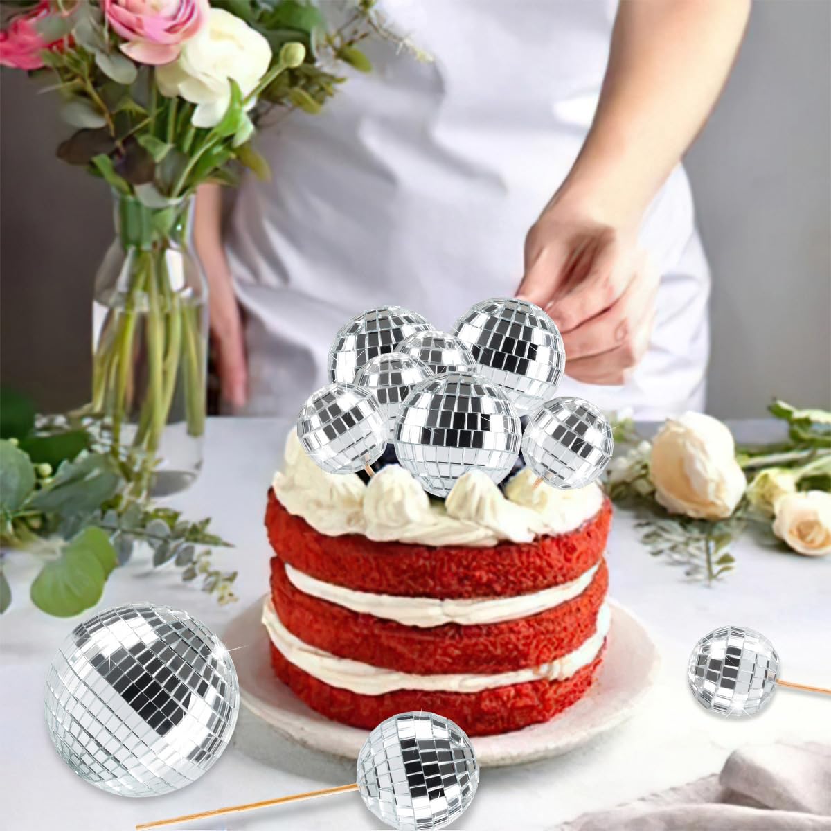 Grevosea 12 Decorazioni Torta Palla Da Discoteca | Centrotavola Festa Anni '70 In 5 Misure