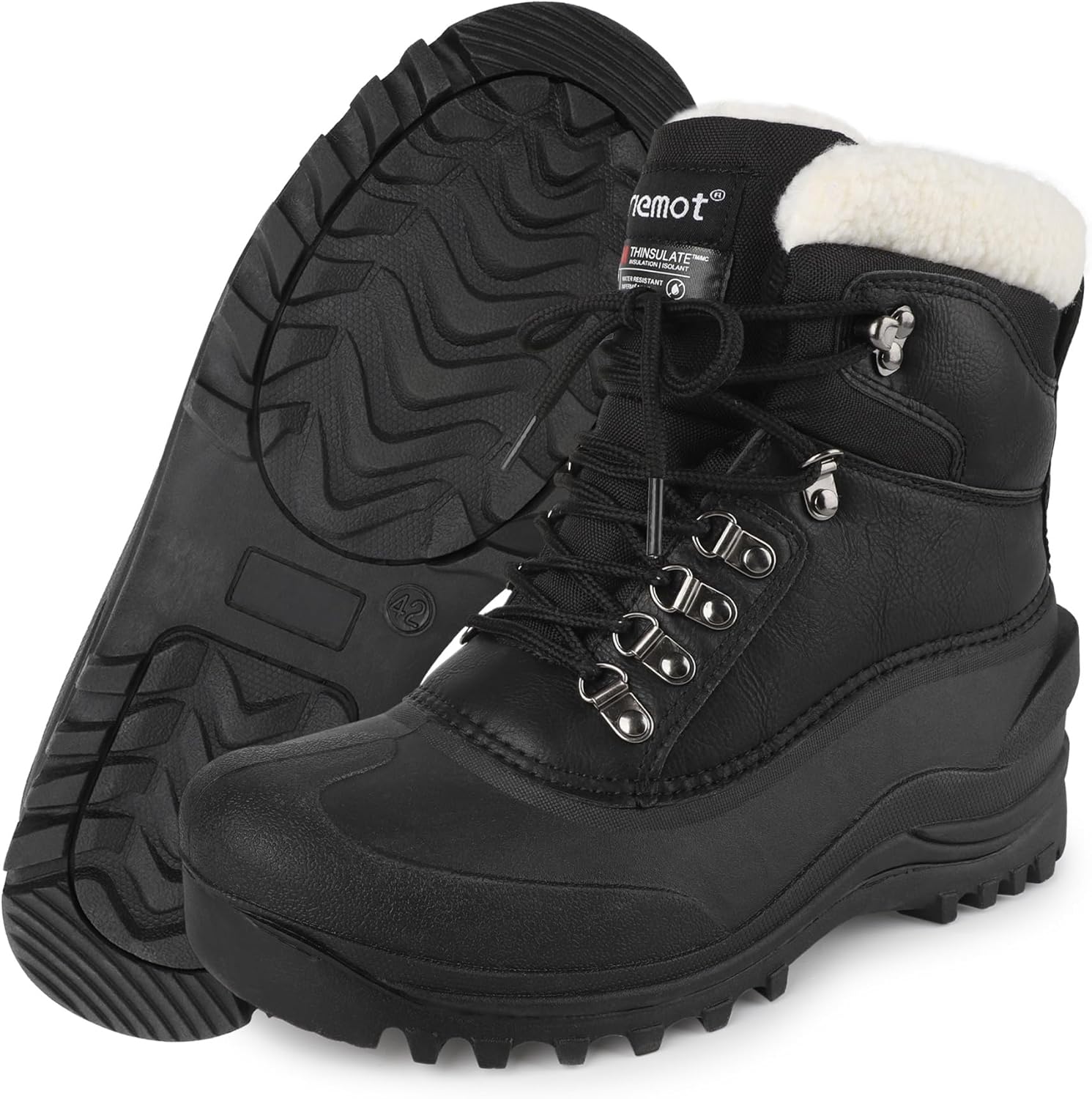 riemot Women's Men's Winter Snow Boots Waterproof Outdoor Boot Comfortable Anti-slip Warm Fur Collar Shoe for Hiking Walking Camping Lace-up Shoes US 5-14 - Image 7