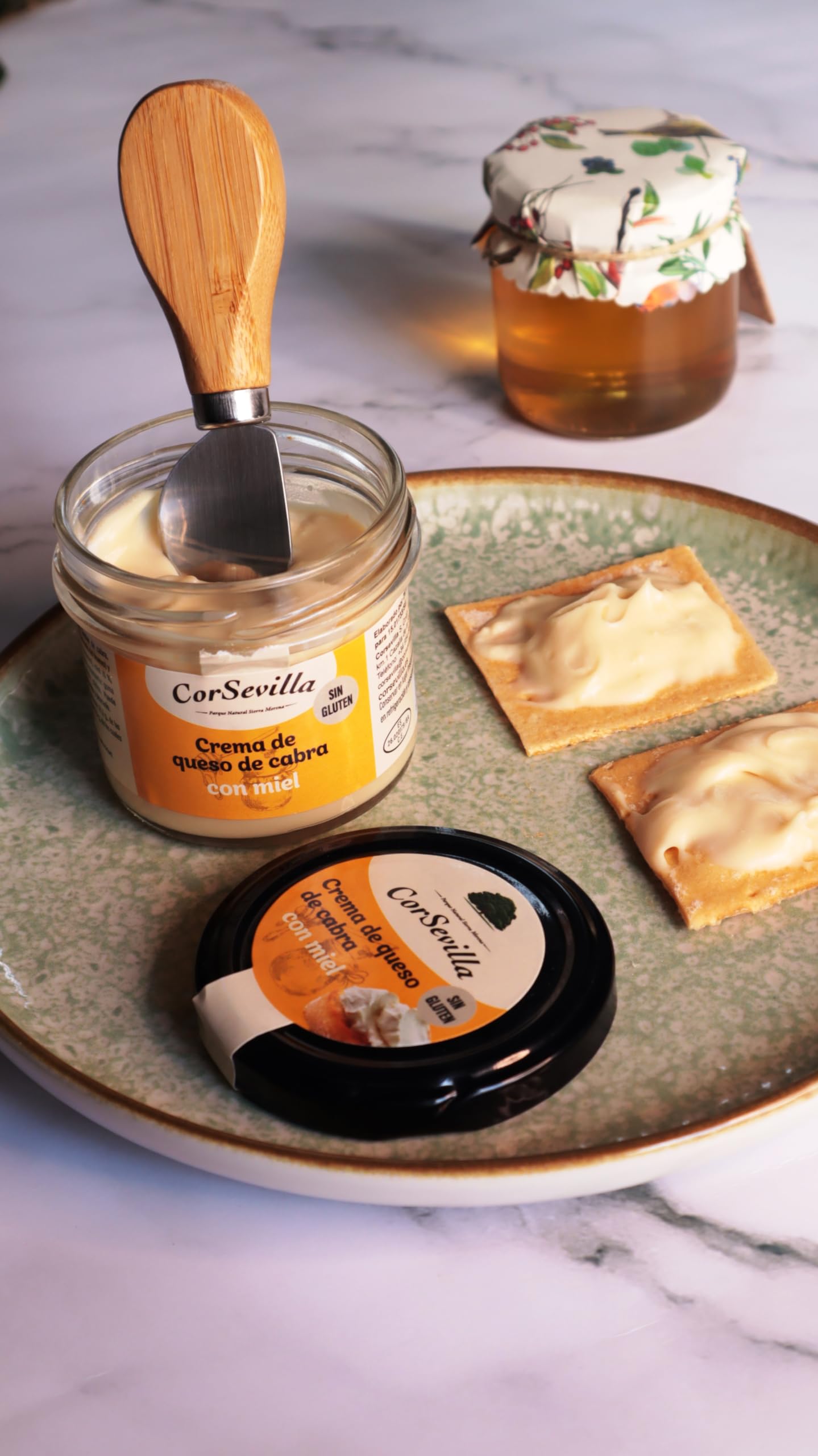 Corsevilla - Crema Queso Cabra Curado - Miel - Queso Untar - Gourmet - Miel - 1 unidadad - 100 g unidad aprox - 100 g aprox.