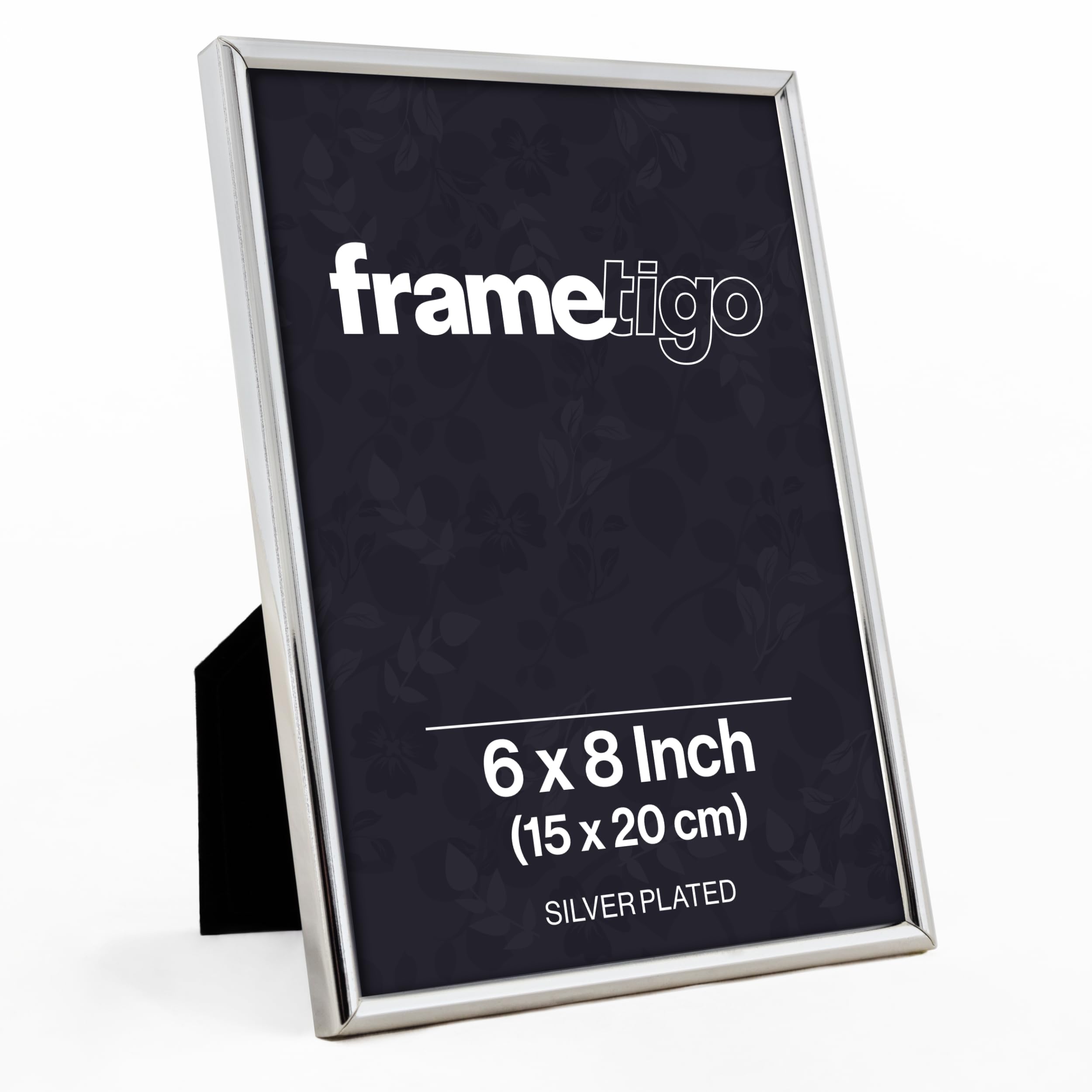 Silver Plated Thin Edge Photo Frame | Velveteen Backing | Tarnish Resistant | Portrait or Landscape Display for a 6x8 inch (15 x 20cm) Print