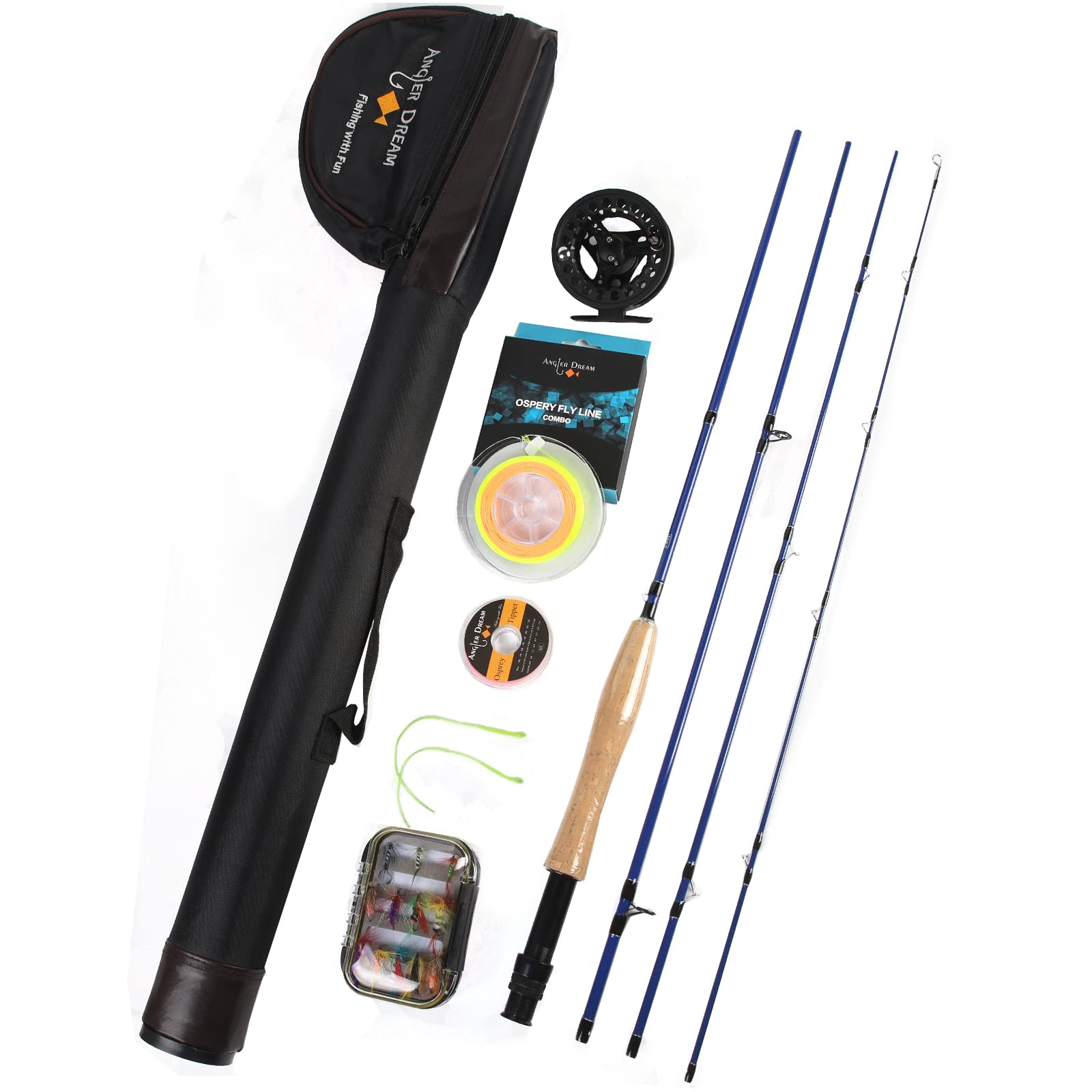 ANGLER DREAMFly Fishing Rod and Reel Combo 3/5/8 WT Fly Fishing Combo for Starter 4 Pieces Fly Rod Kit