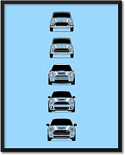 CUSTOMIZABLE COLOR: Mini Cooper Generations Inspired Car Poster - Handmade Print of Mini - 8x10" Satin Print (Unframed)-Perfect Gift Car Enthusiast