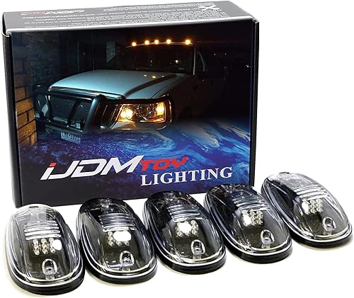iJDMTOY 5 luces LED ámbar para techo de cabina compatibles con camiones SUV 4x4 (lámparas de lente transparente)