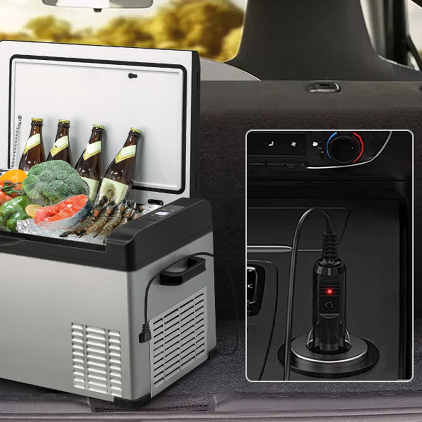 車載冷蔵庫 グレー DC電源対応 ポータブル冷蔵庫 冷凍庫 車載 25L AC/DC電源 YFR-AC251 山善