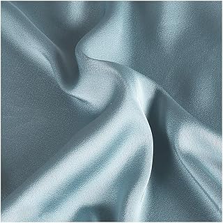 Tela de raso Tela Fina De Acetato Satinado De 150cm De Ancho Vendido Por Metros Para Fondo De Ropa Hecho A Mano(Color:azul neblina)