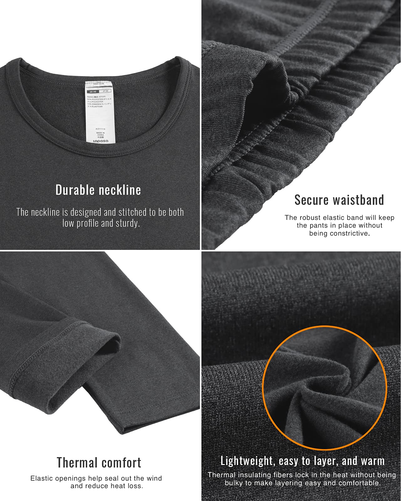 LAPASA Completo Termico Donna Fodera in Micropile Calore Base L17 - Abbigliamento Intimo Invernale Maglietta Pantaloni Calzamaglia Tuta Sci Trekking