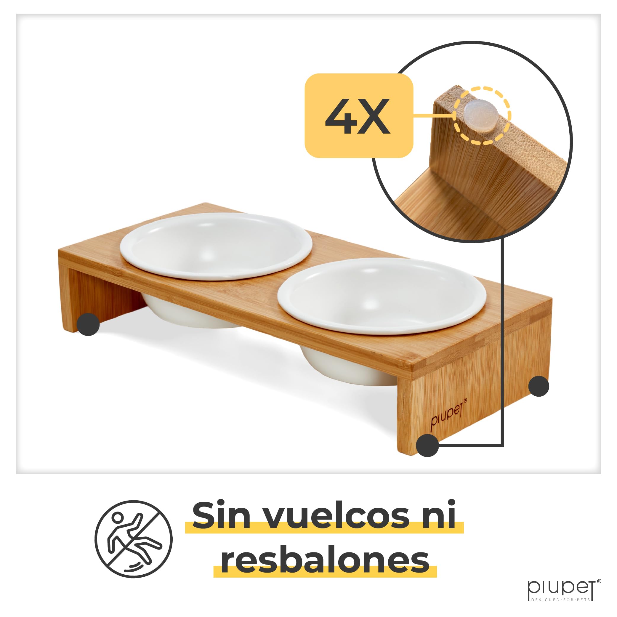 PiuPet® Comedero Gatos y Perros pequeños I 250ml I Apto para lavavajillas I Elevado I Cuenco /Bebedero I 2 Cuencos