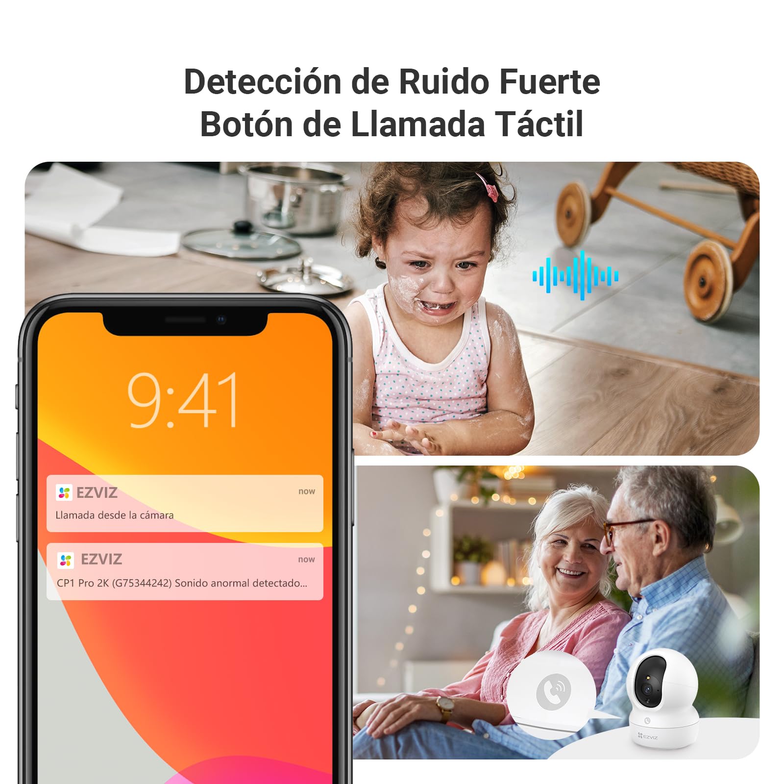 EZVIZ 2pk CP1 2K Camara Vigilancia WiFi Interior con Seguimiento Automático, Cámara IP Domicilio WiFi 360° para Bebe con Visión Nocturna Color, Detección Humana, Llamada Bidireccional, Soporta 512GB