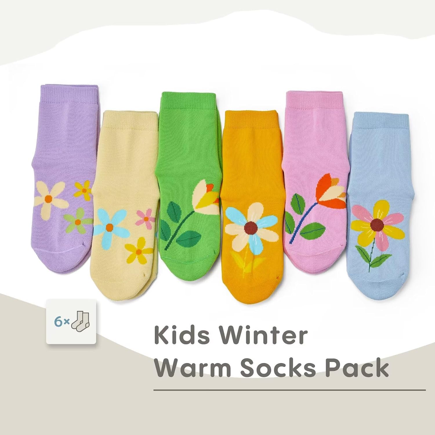 Girls Winter Socks Kids Warm Socks for Girls Crew Thermal Terry Socks 6 Pack