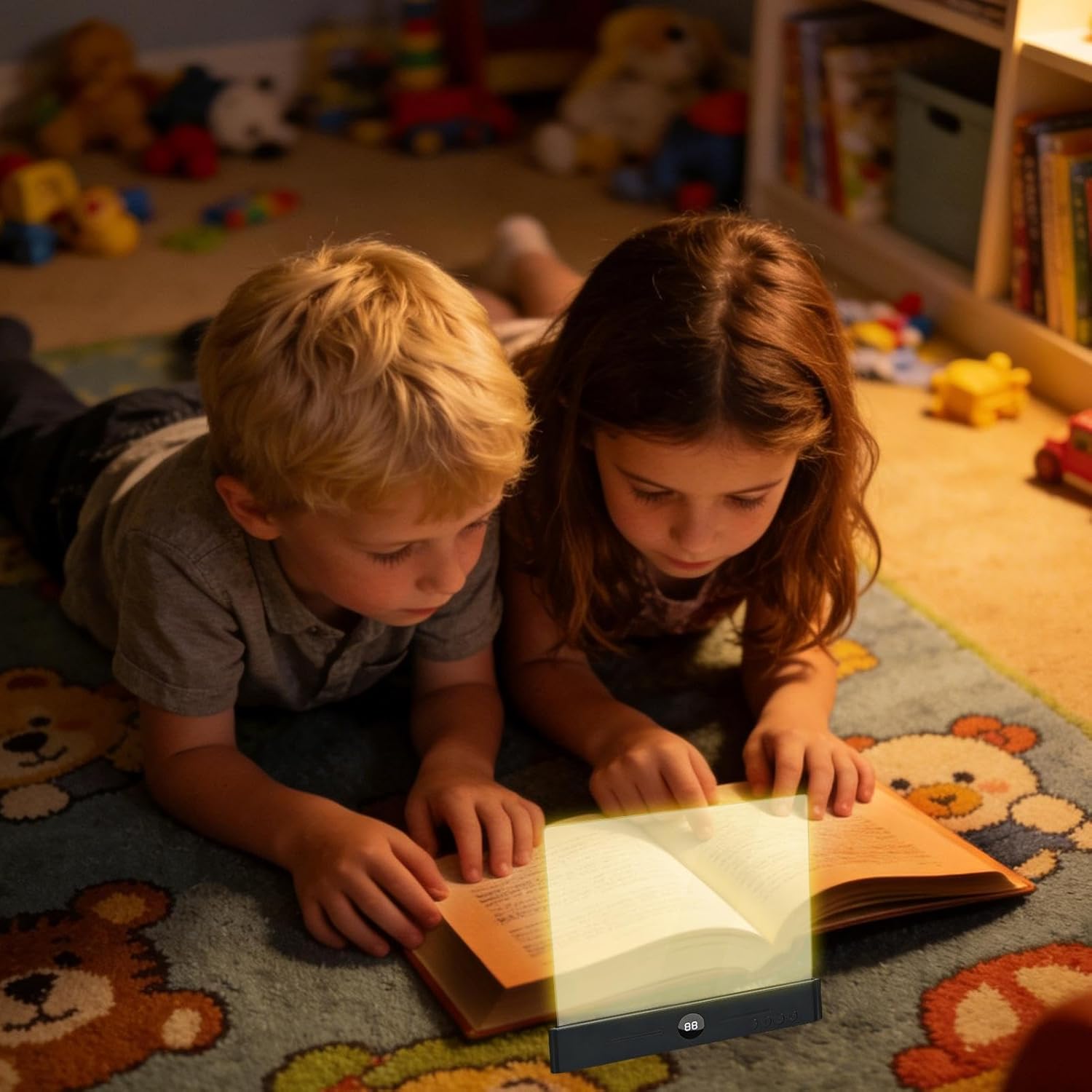 Genérico Smart Flat LED Reading Light, Book Reading Light Flat Bed Clear LED Rechargeable Smart Book Lamp 3 Colors, for Children Readers Home Travel Office