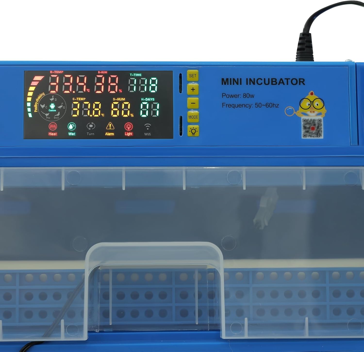 Automatic Digital Egg Incubator for 128 Eggs - Premium Poultry Hatcher with LED Display, Auto Temperature & Humidity Control for Chickens, Ducks, Quails