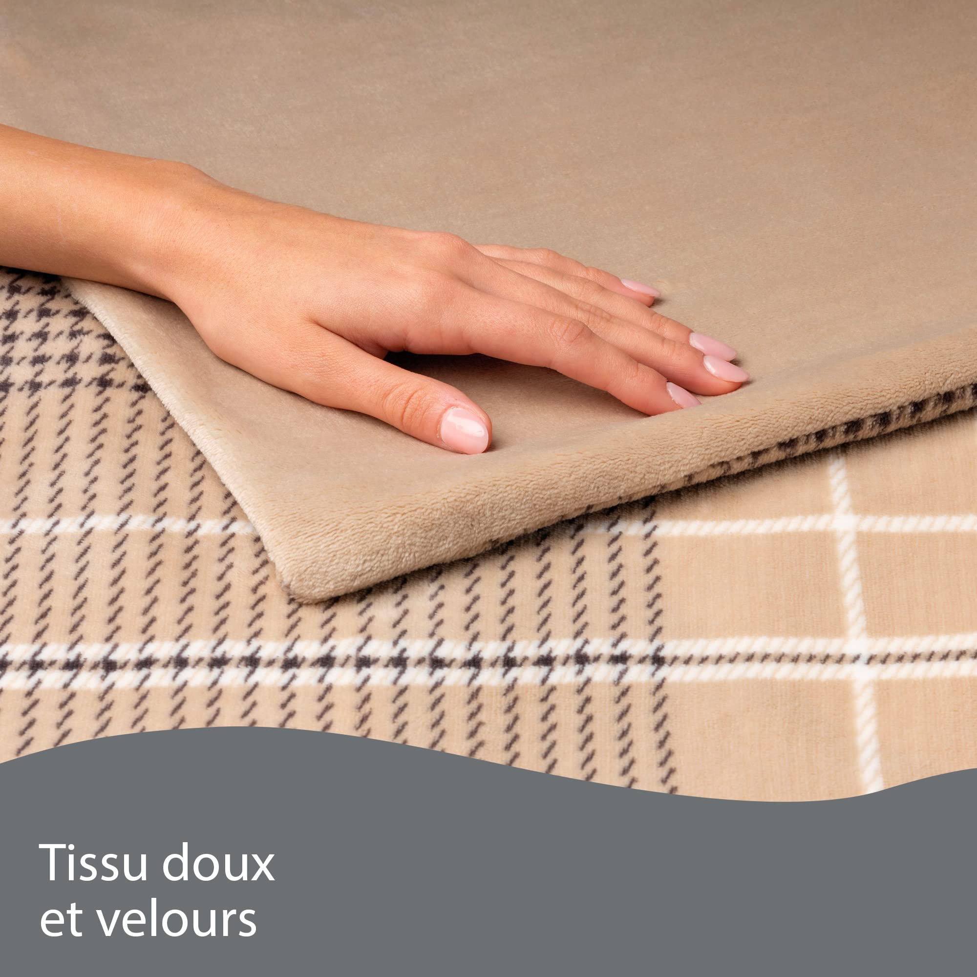 Imetec - Couverture Chauffante Adapto Elegance - Plaid chauffant 180x140 cm - Couverture Électrique 6 Températures, Tissu Doux, Technologie Anti Surchauffe Adapto, Chauffage Rapide, Lavable en Machine