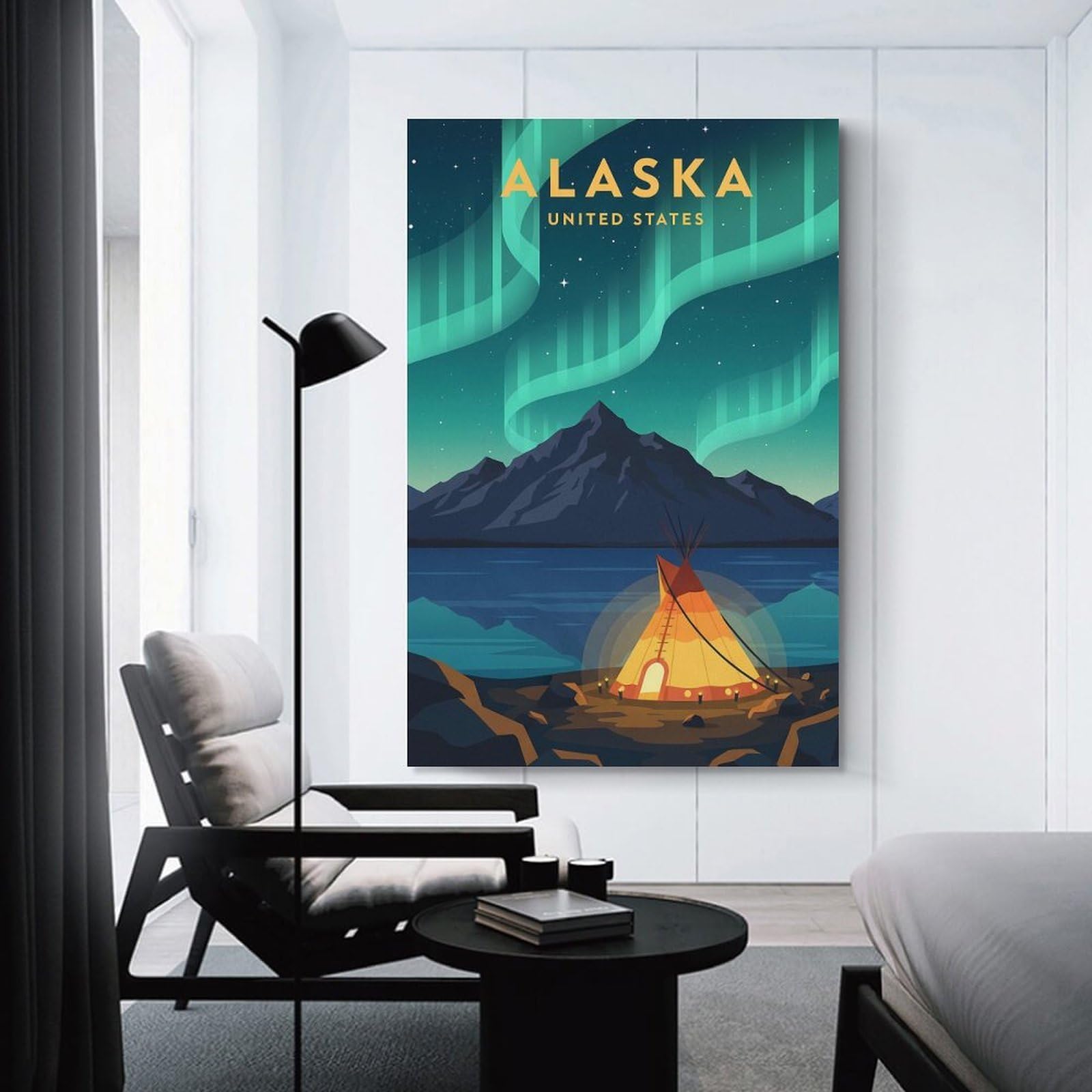 Junmoney Unframe-Style-4 Alaska Aurora Borealis Room Decor Wall Art 12X18inch(30X45cm), For Entrance Walls, Hall Decor Or Foyers, A Neat Decor Update For Hallways
