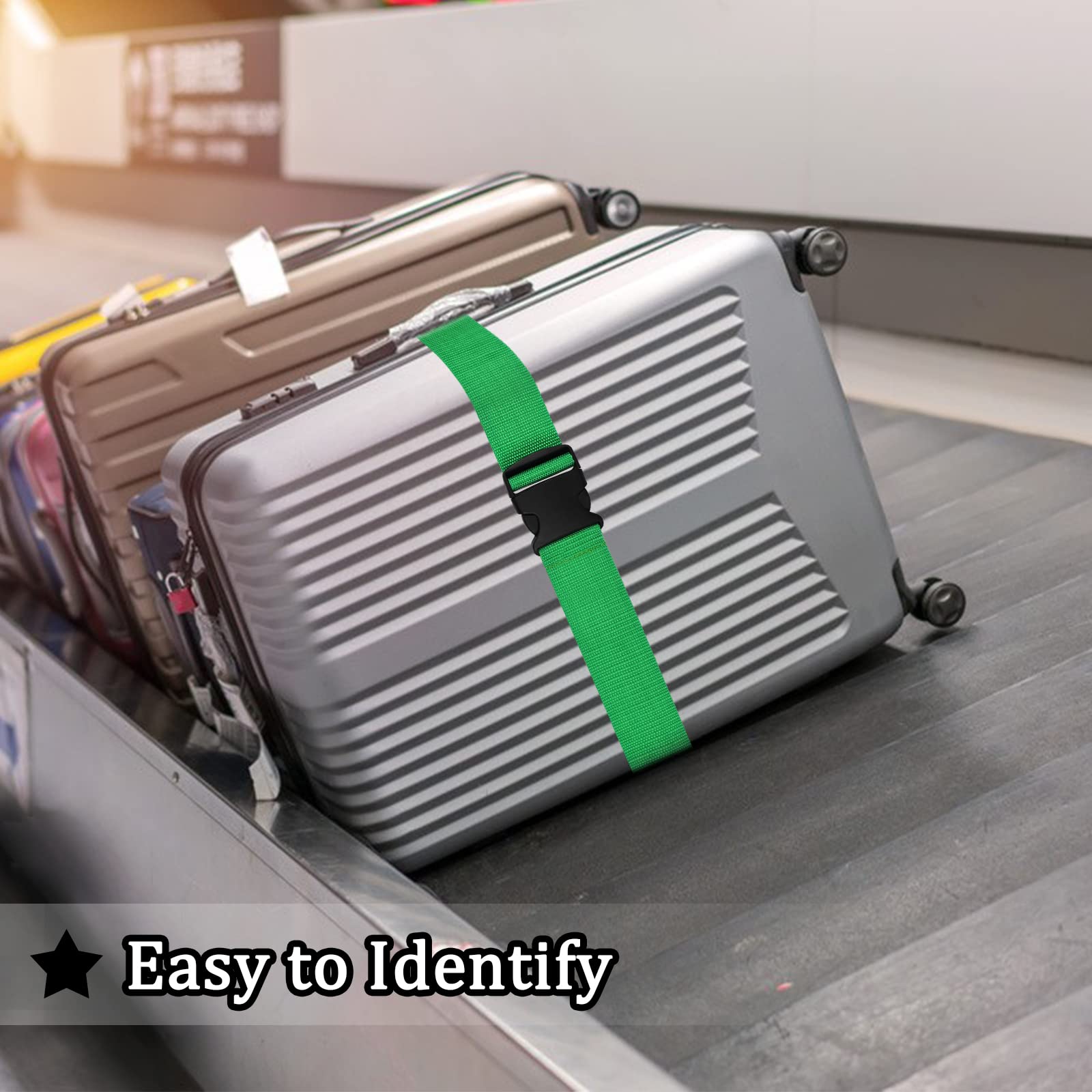 Yizhet Cinghia per Valigia da Viaggio, 4 Pezzi Cinghie da Viaggio Bagagli con Fibbia 2M Imballaggio Cintura Valigia Regolabile con Targhetta Indirizzo per Bagaglio, Valigie (Nero