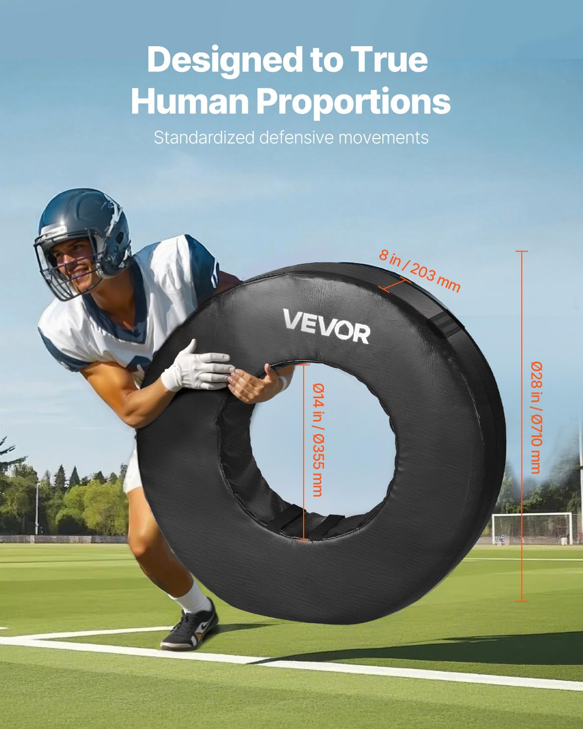 VEVOR Roue de Plaquage de Rugby en PVC Imperméable et Éponge Haute Densité, Matériels d’Entraînement de Football Américain avec Sangles, Équipement pour Exercices Tacle Blocage Défense, Noir