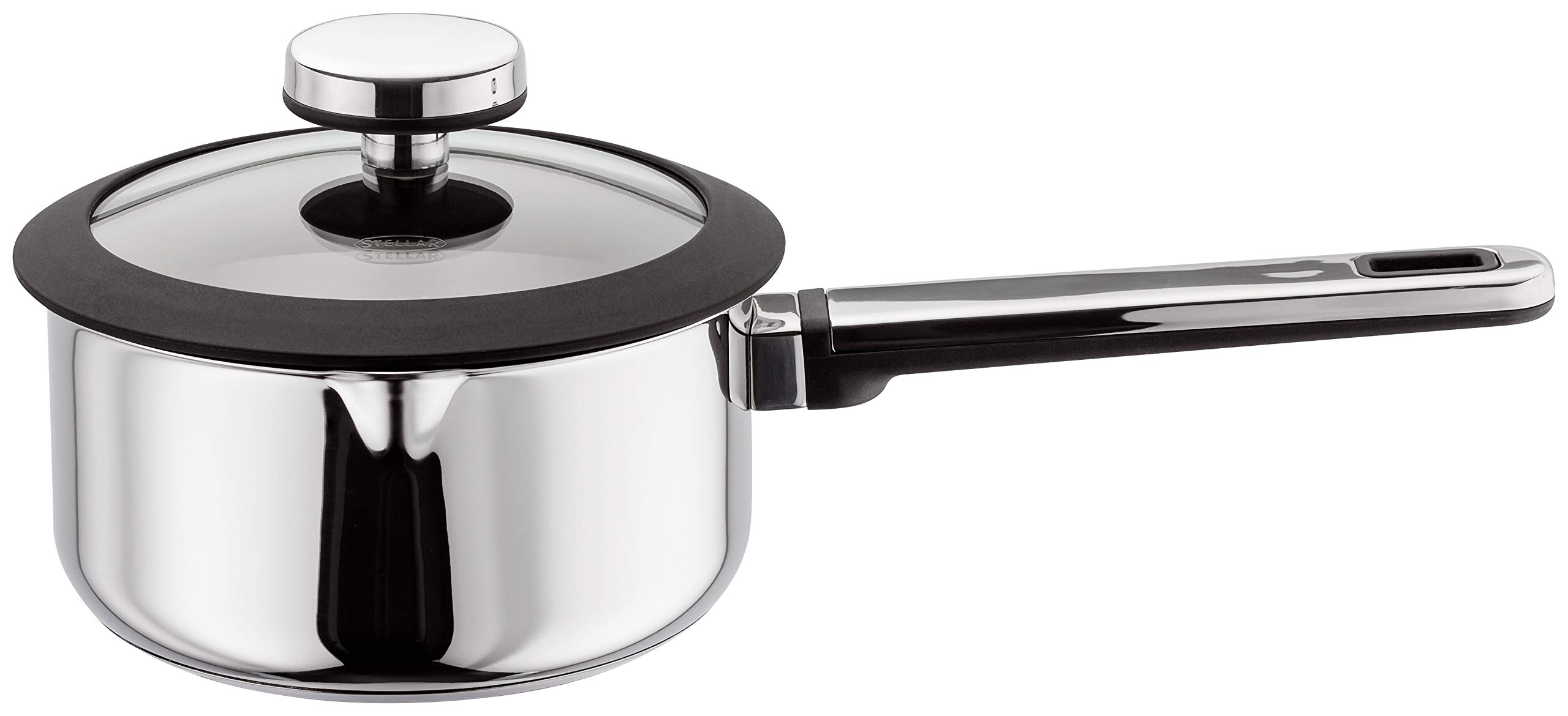 Stellar Stay Cool cazo de acero inoxidable plata de 16 cm para cocina de inducción y gas