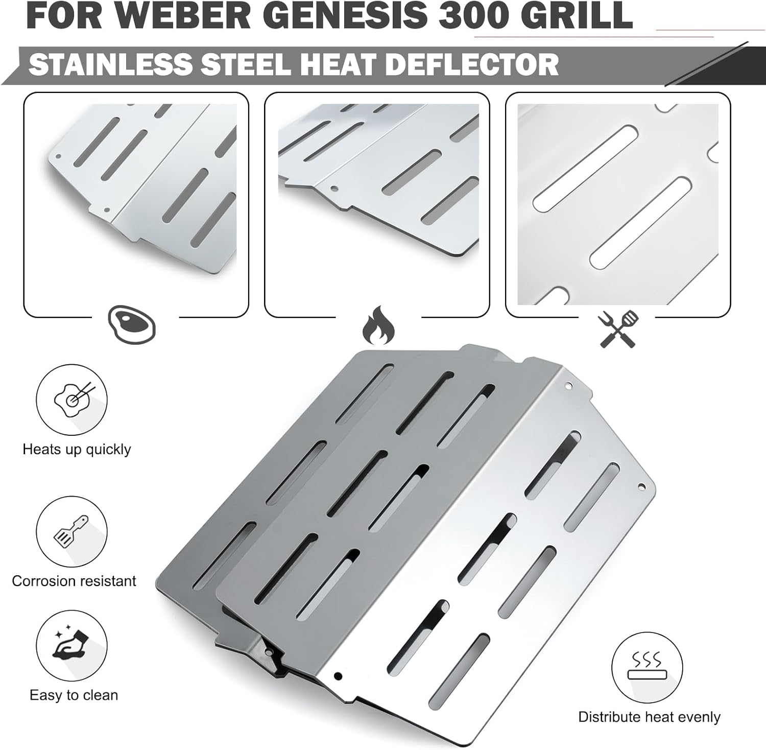Genesis E-330 Grill Replacement Parts 4 Burners for Weber Genesis S-330 E-310 EP-330 Grill Part 7621 Flavorizer Bars 65505 Heat Deflector 62752 Genesis 330 Sear Burner Tube Front Control 300 Series