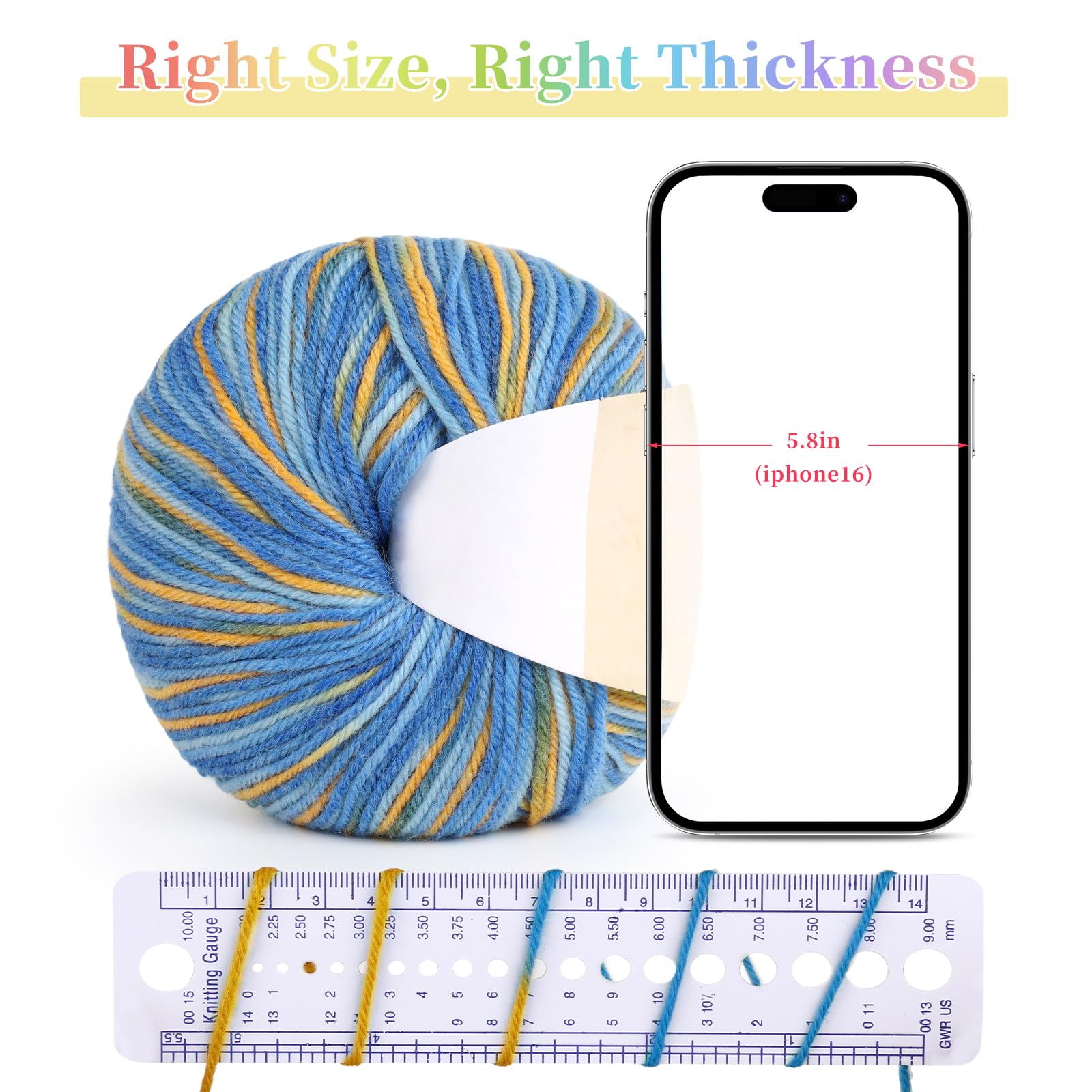 Coopay Wollgarn zum Häkeln & Stricken, 15 Knäuel Premium Wollgarne | Wollmischgarn, 60 % Wolle, 40 % Polyester, 50 g, 129 m, #3 DK-Garn für Kleidung, Schals, Decken, Schals (Mehrfarbig B)