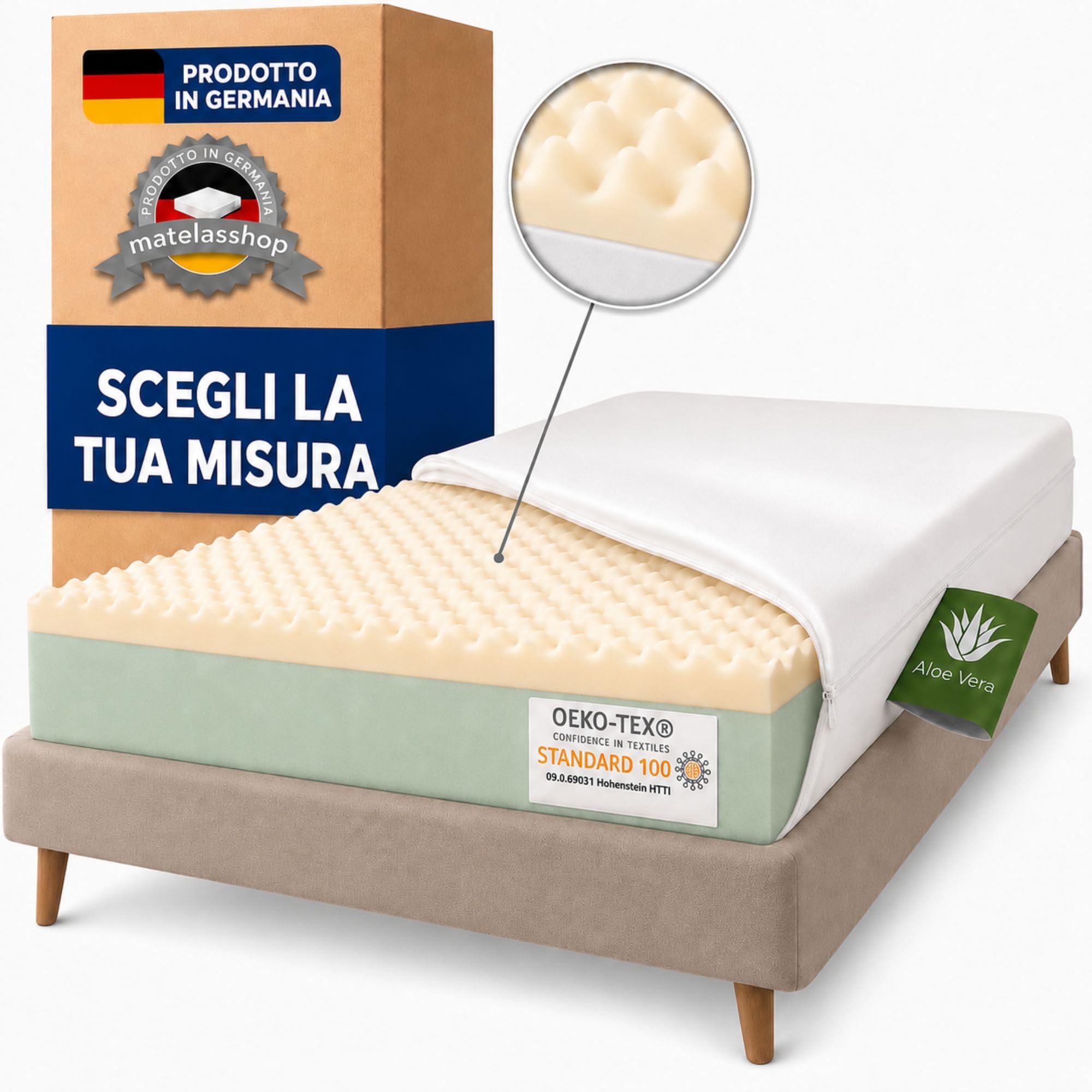 Materasso Memory 160x190x17, Aloe Vera Made in Germany certificato OEKO-TEX