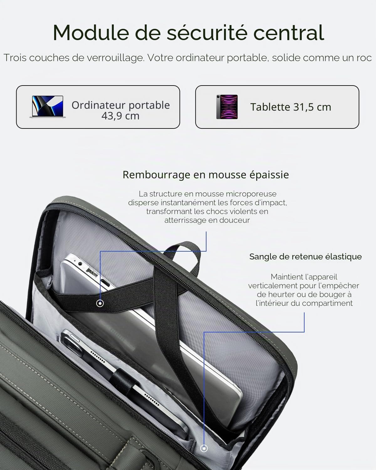 MARK RYDEN Sac à dos pour ordinateur portable de grande capacité avec USB 17,3"/15,6 pouces pour hommes Sac à dos multifonction antivol Sac à dos pour le travail