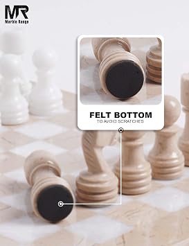 Marble Chess Set 12 Inches Verona & White Handmade Chess Sets for Adults - Marble Board Game for Family with Storage Box & 2 Extra Queen, Ideal Travel Chess Set & Home Décor